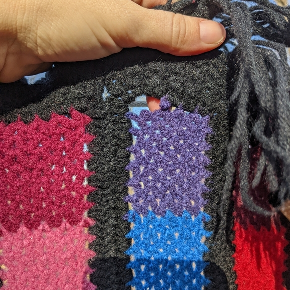 HANDMADE Bright Colorful Rainbow Patch Crochet Knitted Afghan throw blanket - Picture 2 of 6